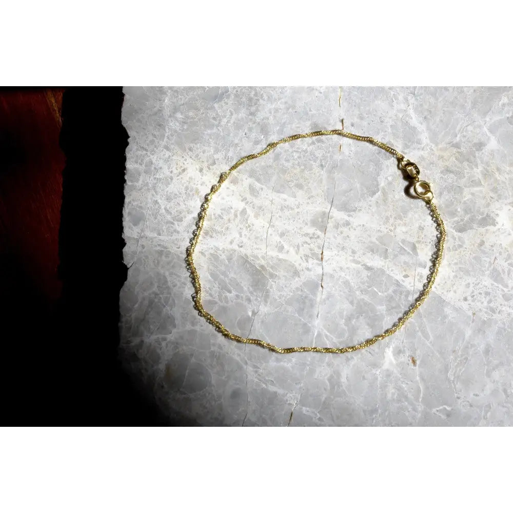 9Ct Yellow Gold Twist Curb Chain Anklet | Delicate Gold Ankle Bracelet