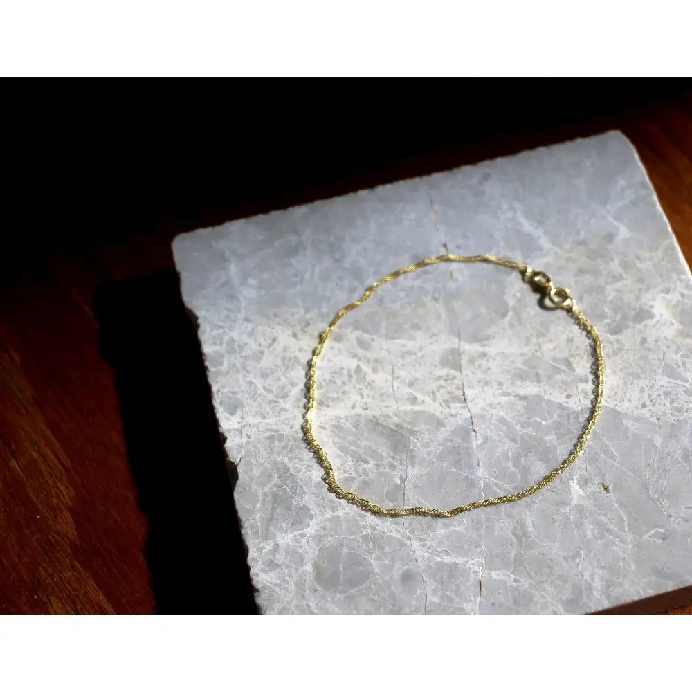 9Ct Yellow Gold Twist Curb Chain Anklet | Delicate Gold Ankle Bracelet