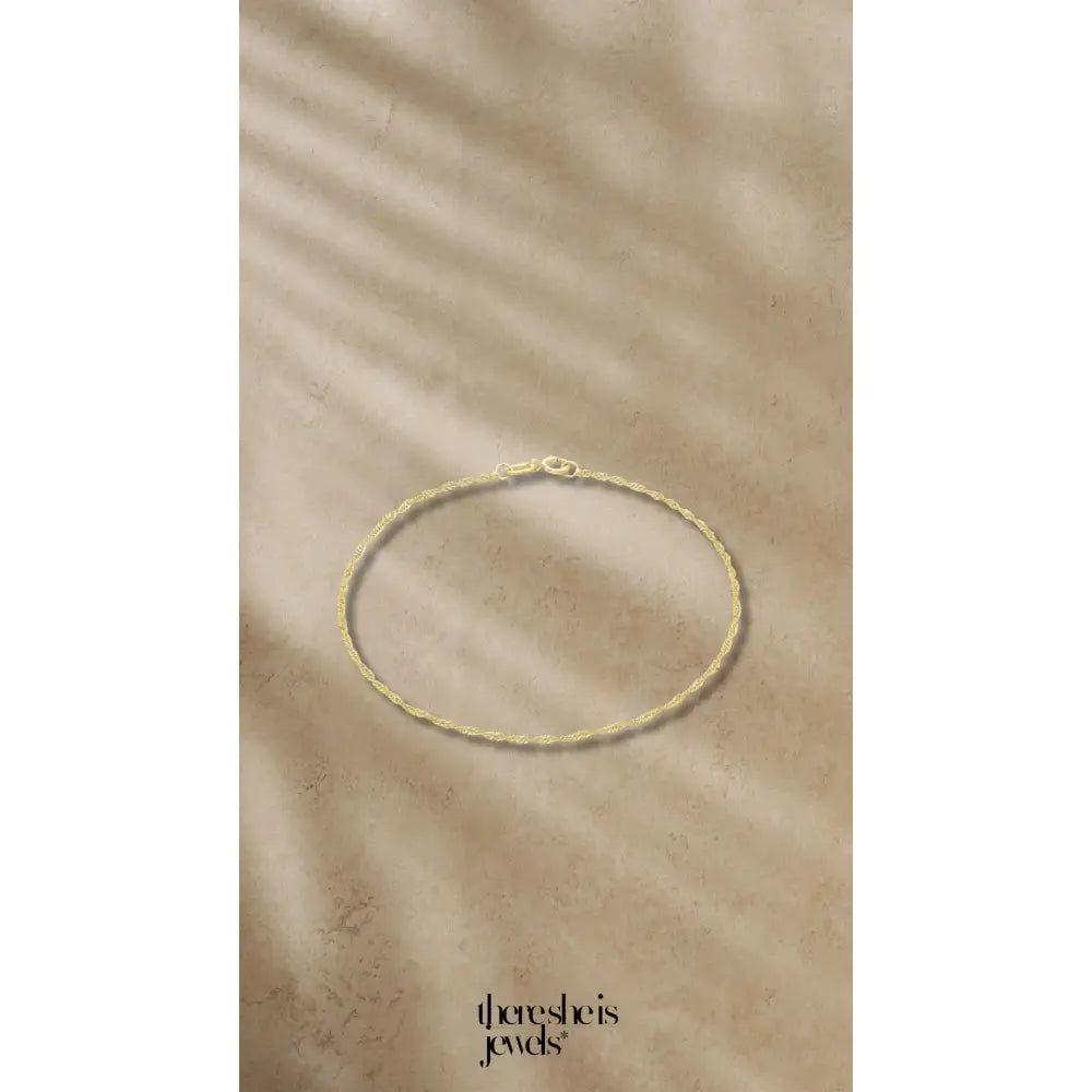 9Ct Yellow Gold Twist Curb Chain Bracelet || Delicate and Lightweight || 18Cm || 7" Inch ||