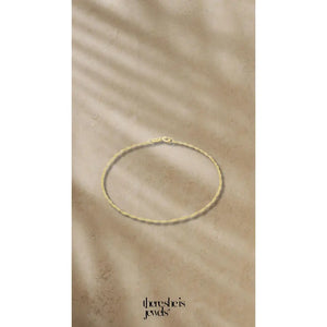 9Ct Yellow Gold Twist Curb Chain Bracelet || Delicate and Lightweight || 18Cm || 7" Inch ||