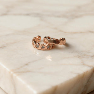 Rose Gold Ear Cuffs, Diamond Cartilage Ear Wrap, No Piercing, Minimalist Cuff Jewelry