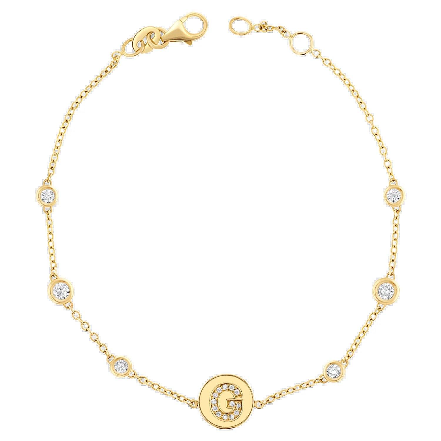 Personalized 14K Gold & Diamond Initial Coin Bracelet – A Luxe Gift for Birthdays & Every Day.