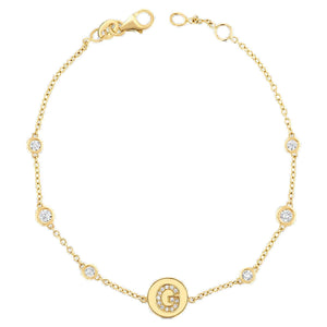 Personalized 14K Gold & Diamond Initial Coin Bracelet – A Luxe Gift for Birthdays & Every Day.