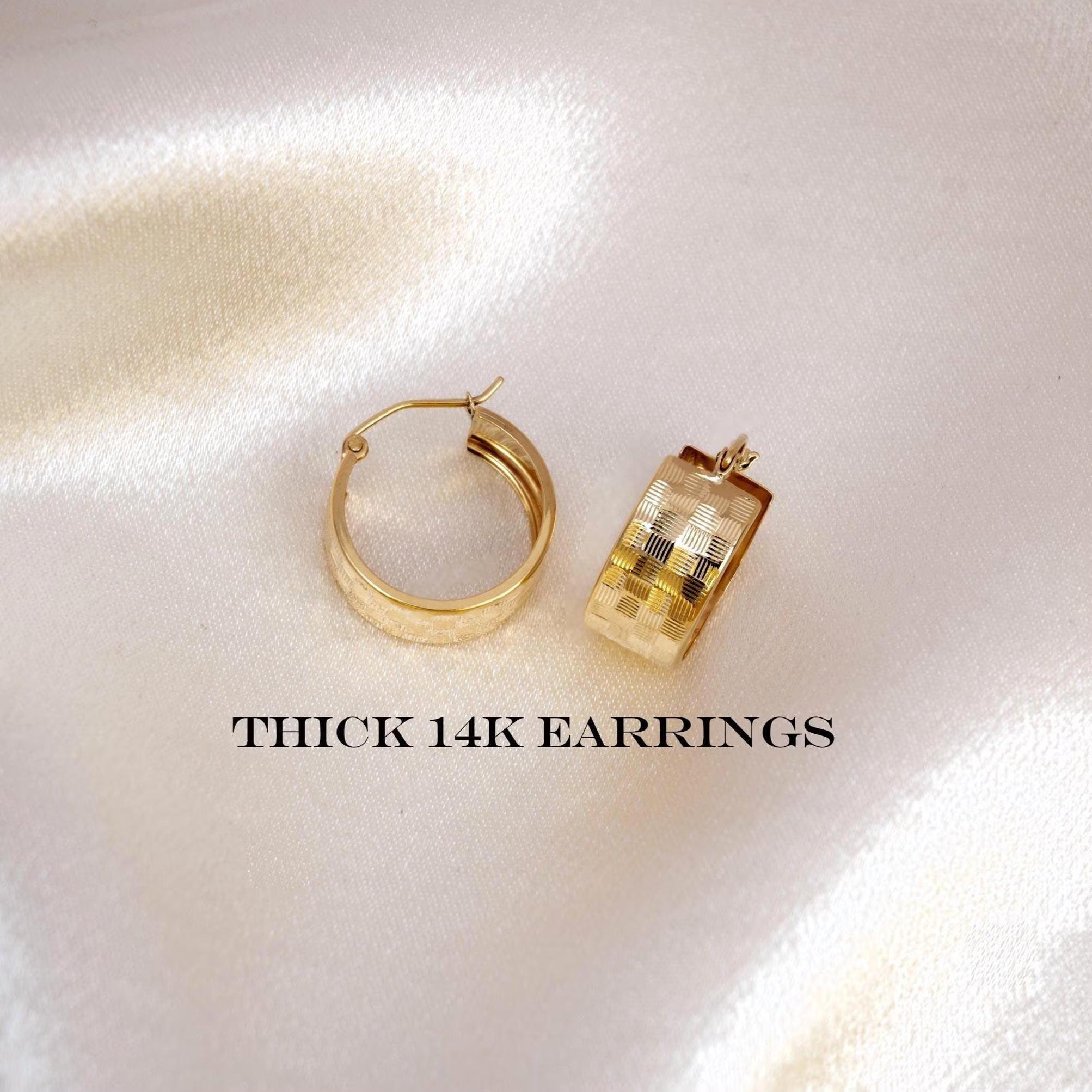 Stunning 14K Gold 8mm Textured Hoop Earrings - Elegance & Versatility for Her!.