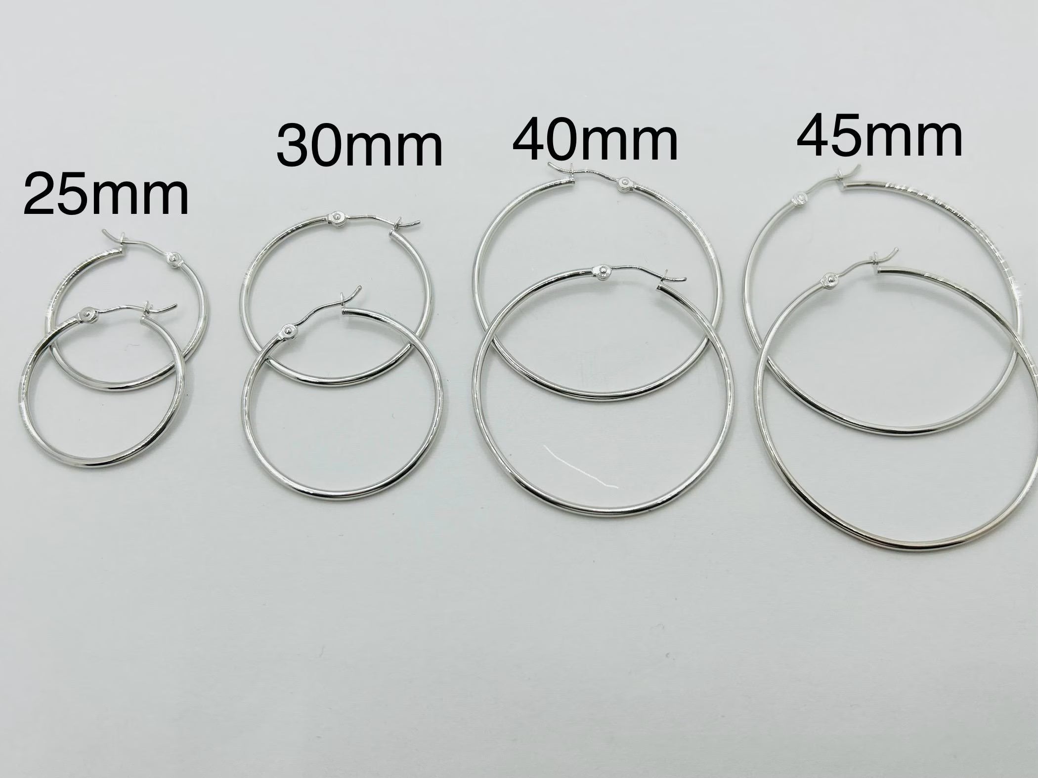 14K Gold Hoop Earring Set: Polished Real Gold, 1.5Mm Thick