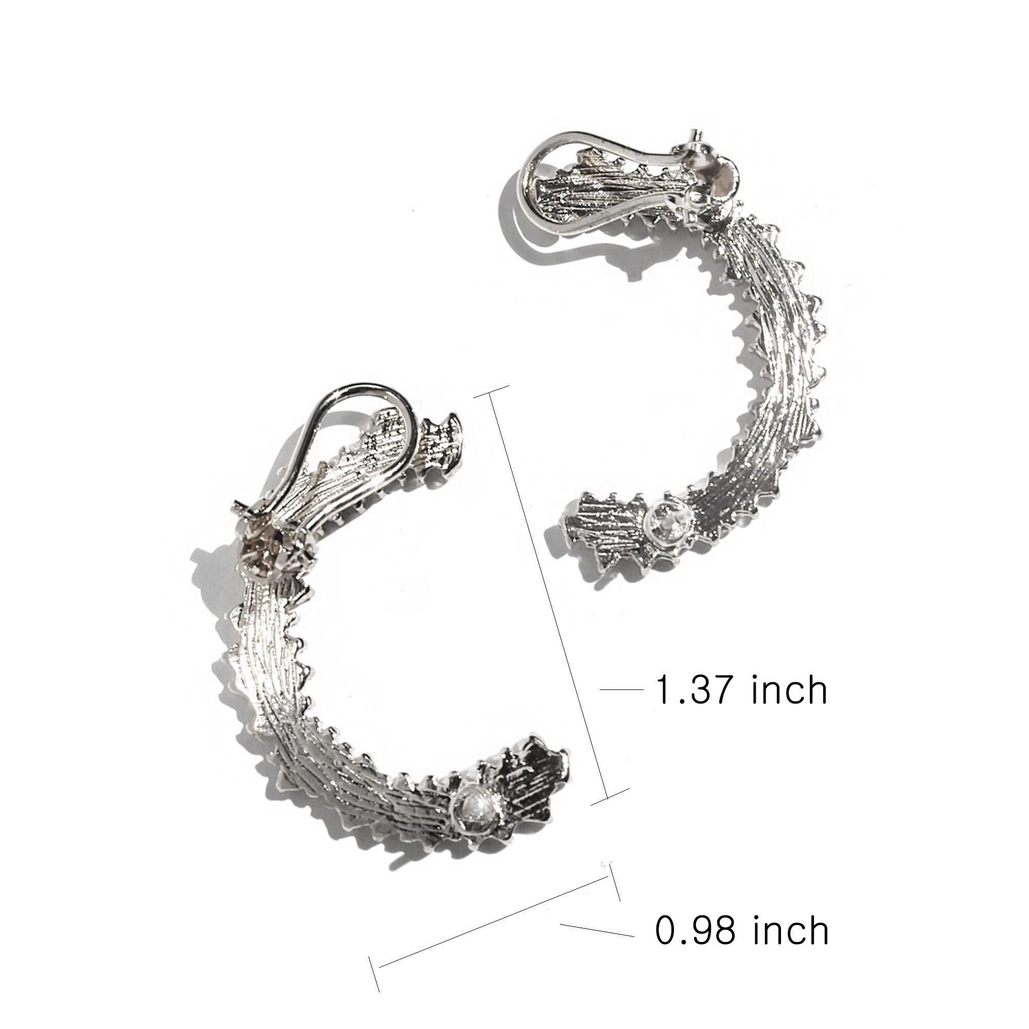 Crescent Cubic Zirconia Ear Cuff: Silver Party Earrings