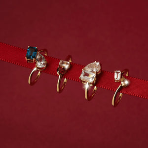 Toi Et Moi Gemstone Classic Ring NikNenz™ Premium Gold & Diamonds