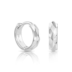 14K Gold Hand Engraved Huggies, Dainty 10Mm Minimalist Gold Earrings, Available in 14K Yellow or White Gold, Handmade by TILO Jewelry