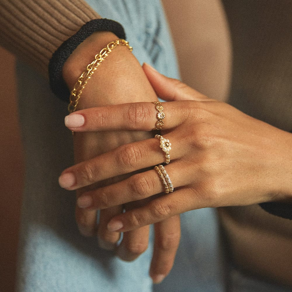 Iota Daisy Ring 18Ct Gold Plate
