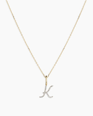 Diamond Script Alphabet Charm Necklace