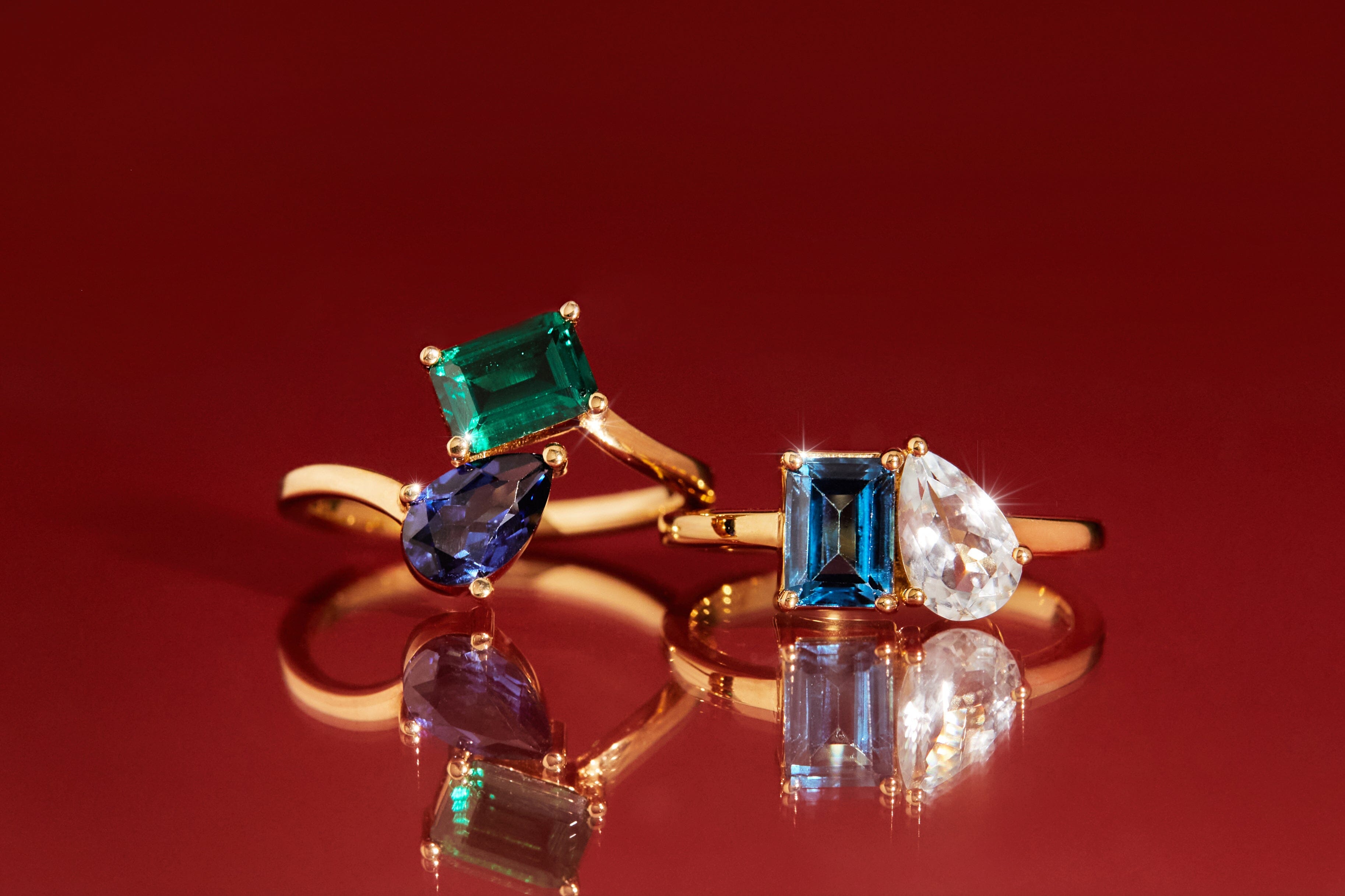 Toi Et Moi Gemstone Classic Ring NikNenz™ Premium Gold & Diamonds
