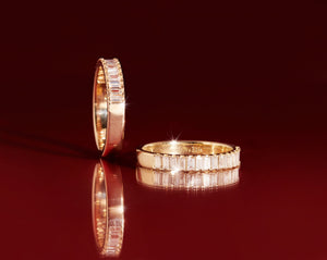 Bold Half Diamond Baguette Ring NikNenz™ Premium Gold & Diamonds
