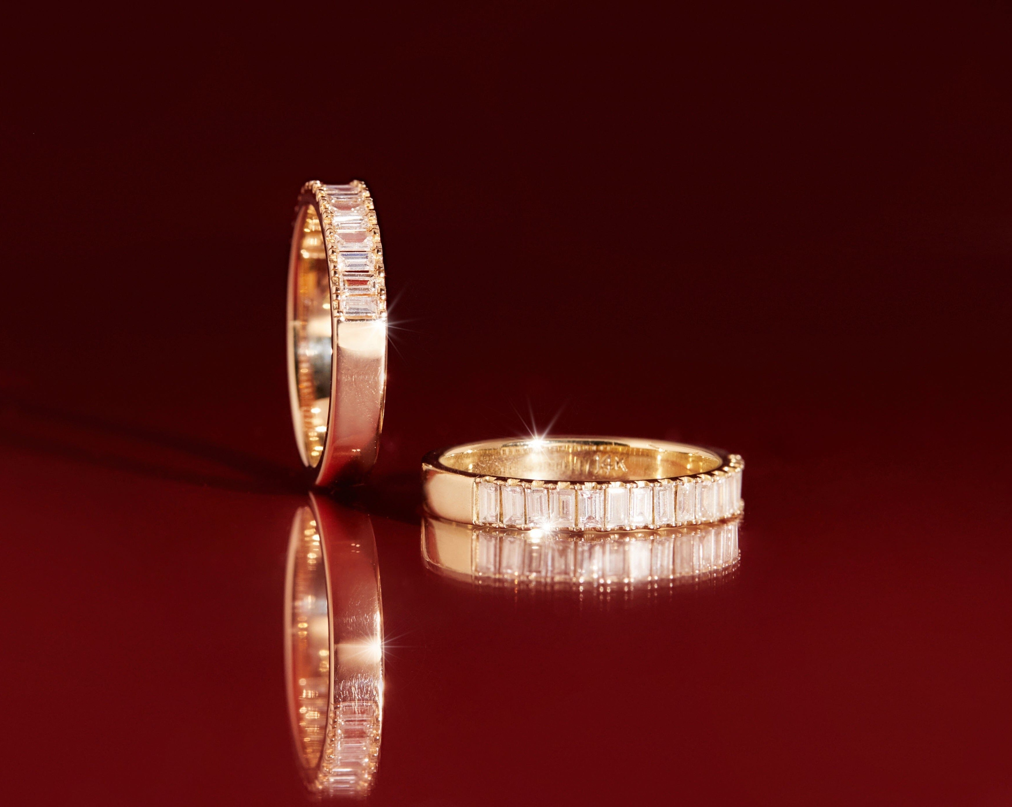 Bold Half Diamond Baguette Ring NikNenz™ Premium Gold & Diamonds