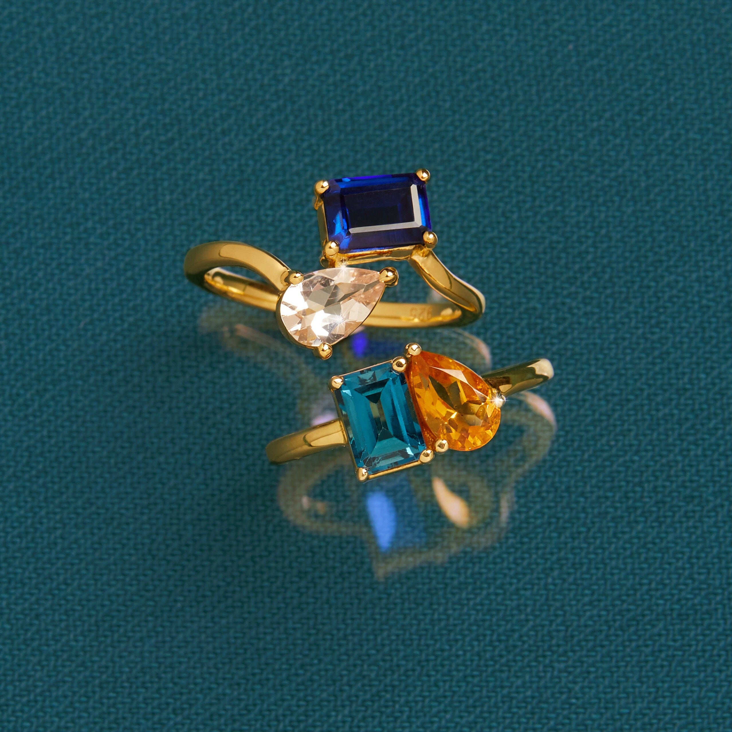 Toi Et Moi Gemstone Classic Ring NikNenz™ Premium Gold & Diamonds