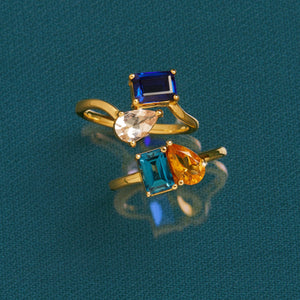 Toi Et Moi Gemstone Classic Ring NikNenz™ Premium Gold & Diamonds