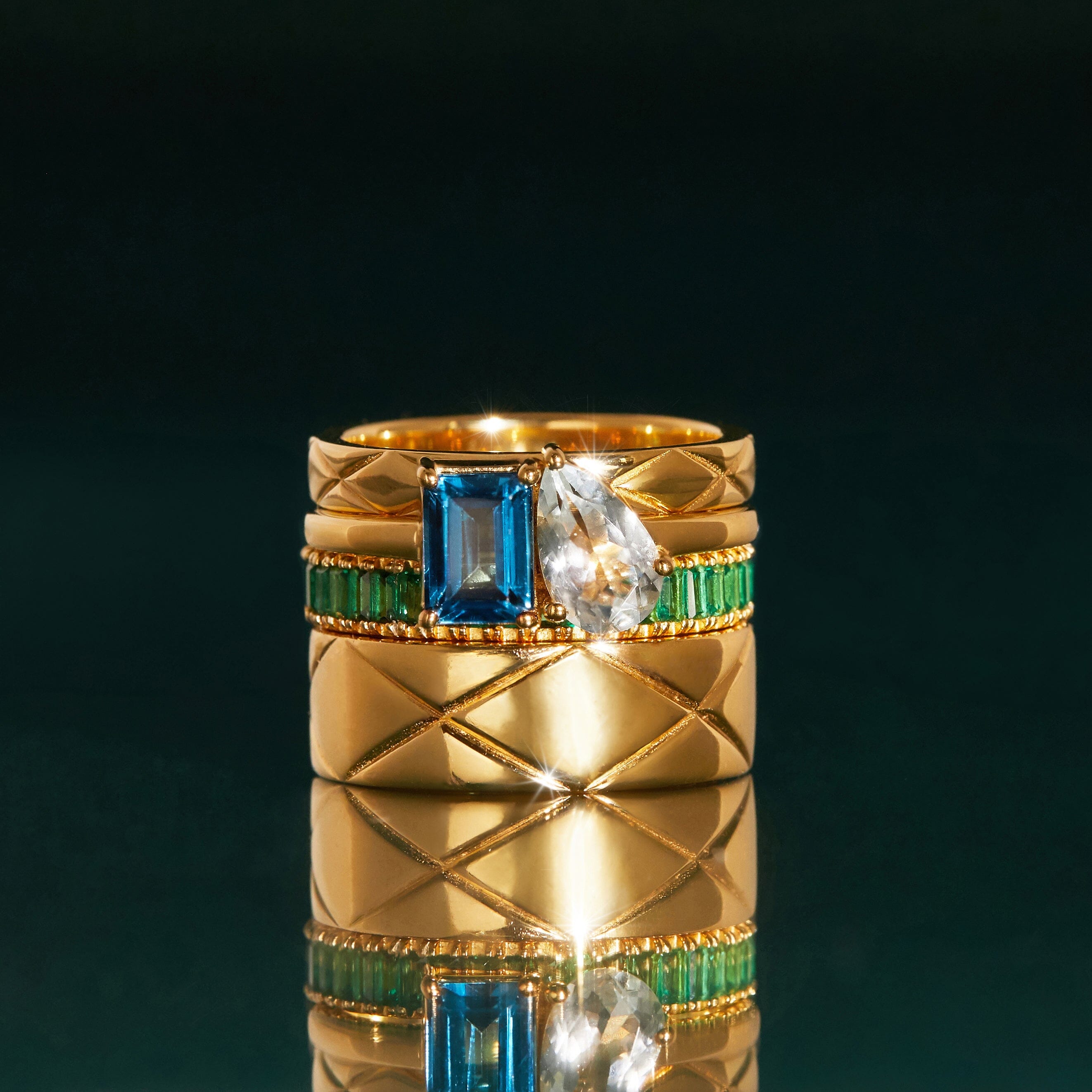 Toi Et Moi Gemstone Classic Ring NikNenz™ Premium Gold & Diamonds