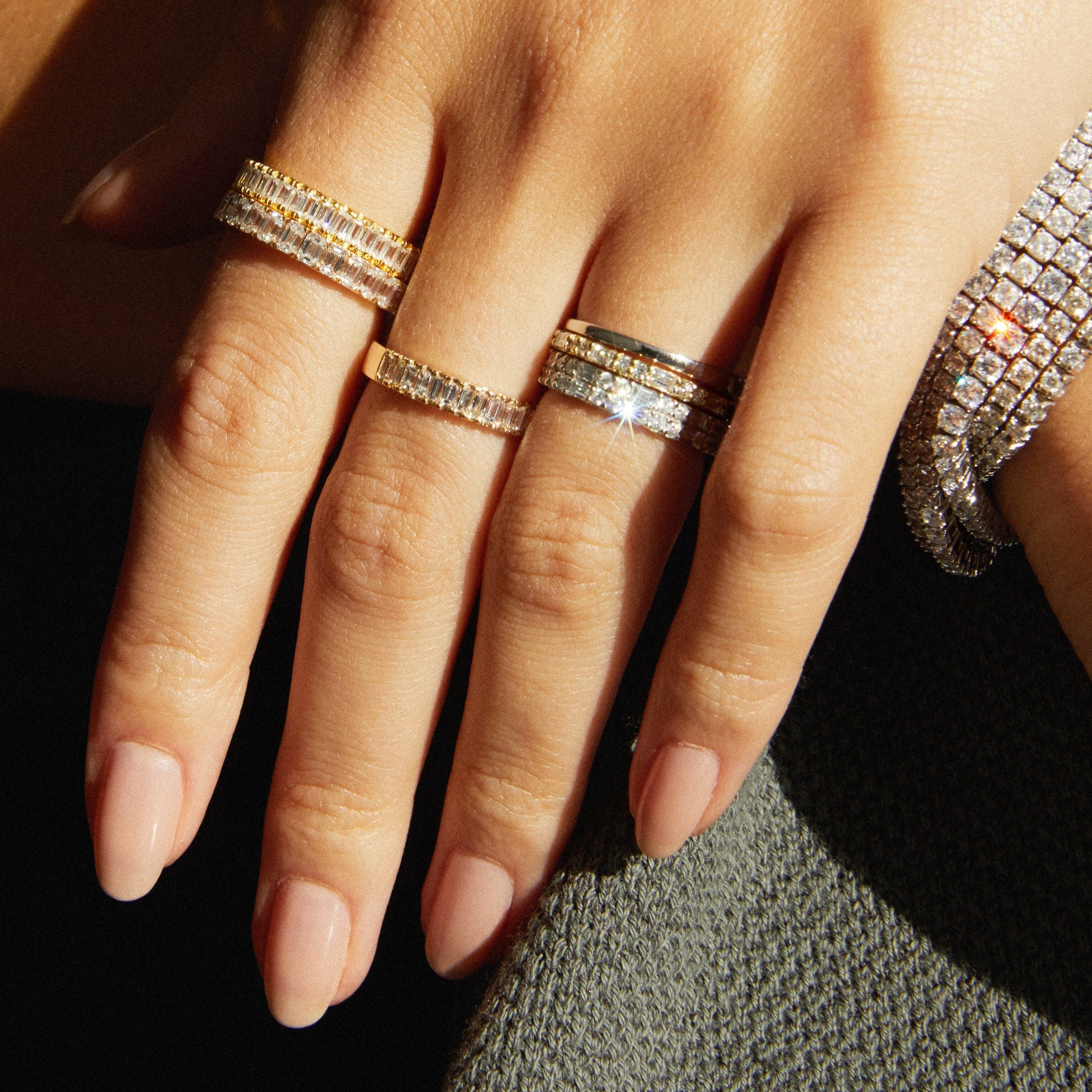 Bold Half Diamond Baguette Ring NikNenz™ Premium Gold & Diamonds
