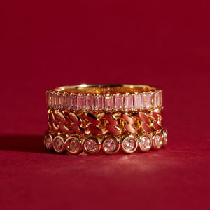 Bold Half Diamond Baguette Ring NikNenz™ Premium Gold & Diamonds