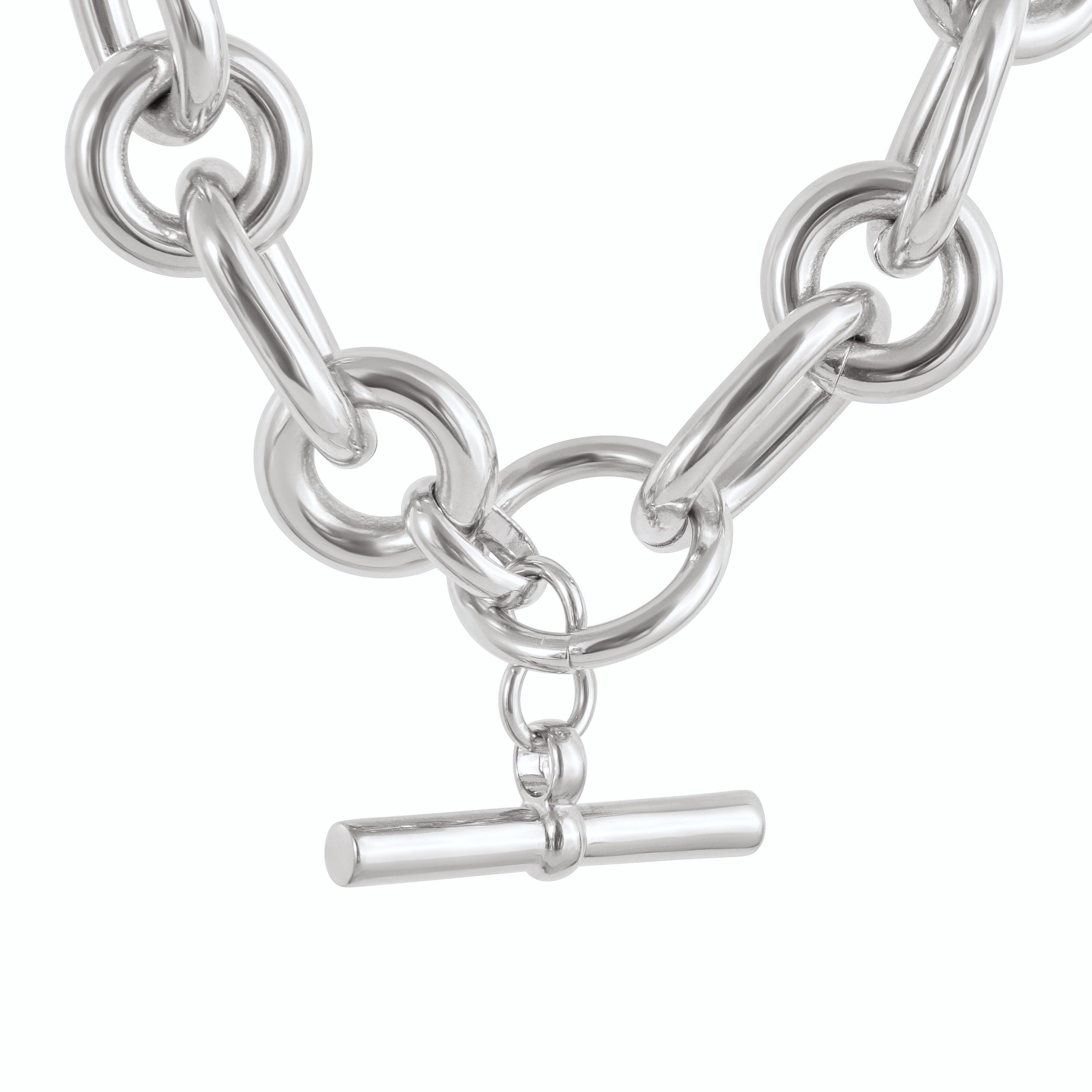 LARGE SILVER MIXED LINK CHAIN NECKLACE