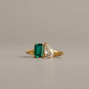 Toi Et Moi Gemstone Classic Ring NikNenz™ Premium Gold & Diamonds