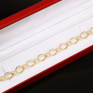 Puff Mariner Heart Link Bracelets in 14K Gold, Fine Ultra Quality Chains, 7.5 Inch Real Gold Bracelets