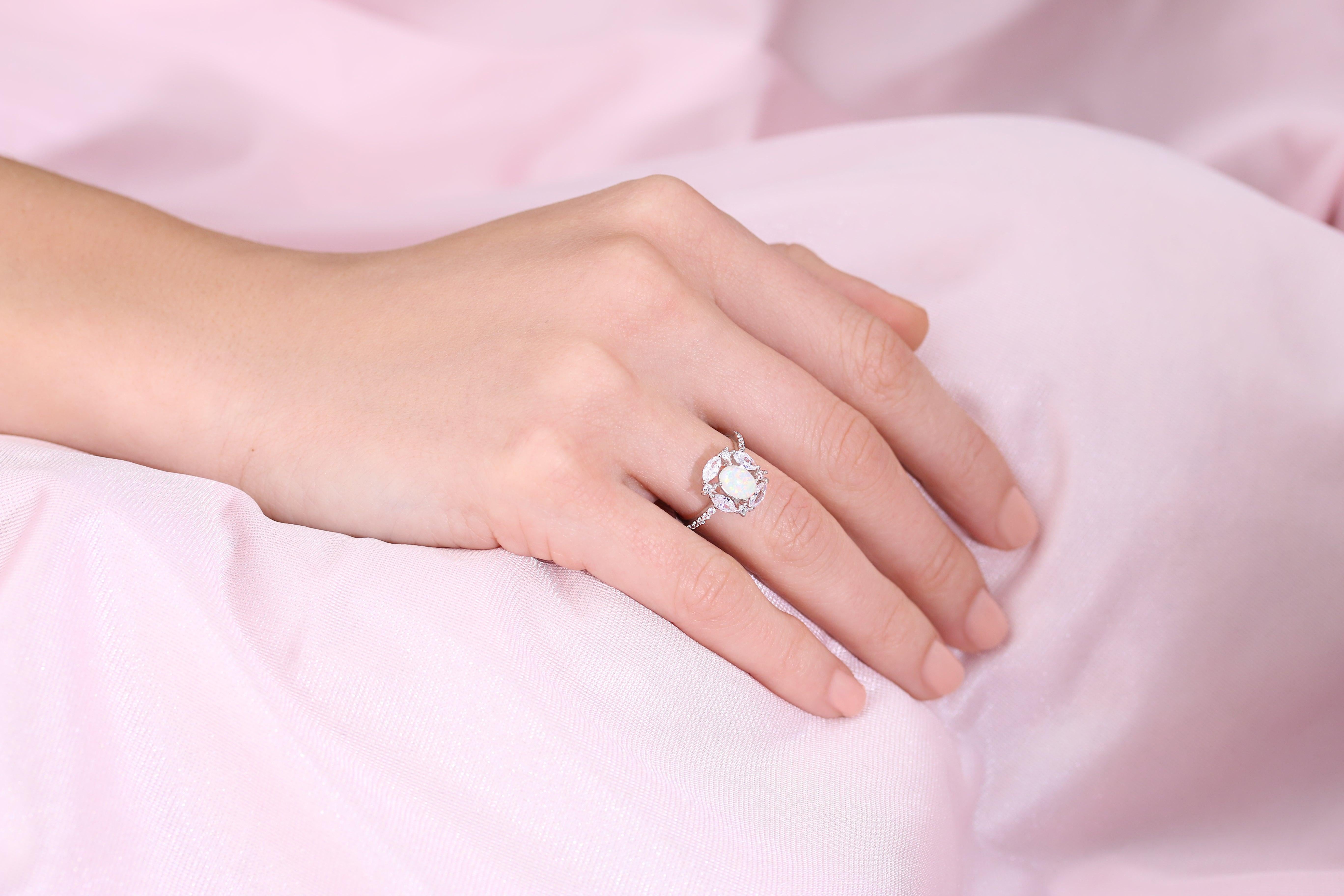 Stunning CZ Fire Opal Oval Ring in Sterling Silver – A Dazzling Gift for Birthdays & Everyday Elegance.
