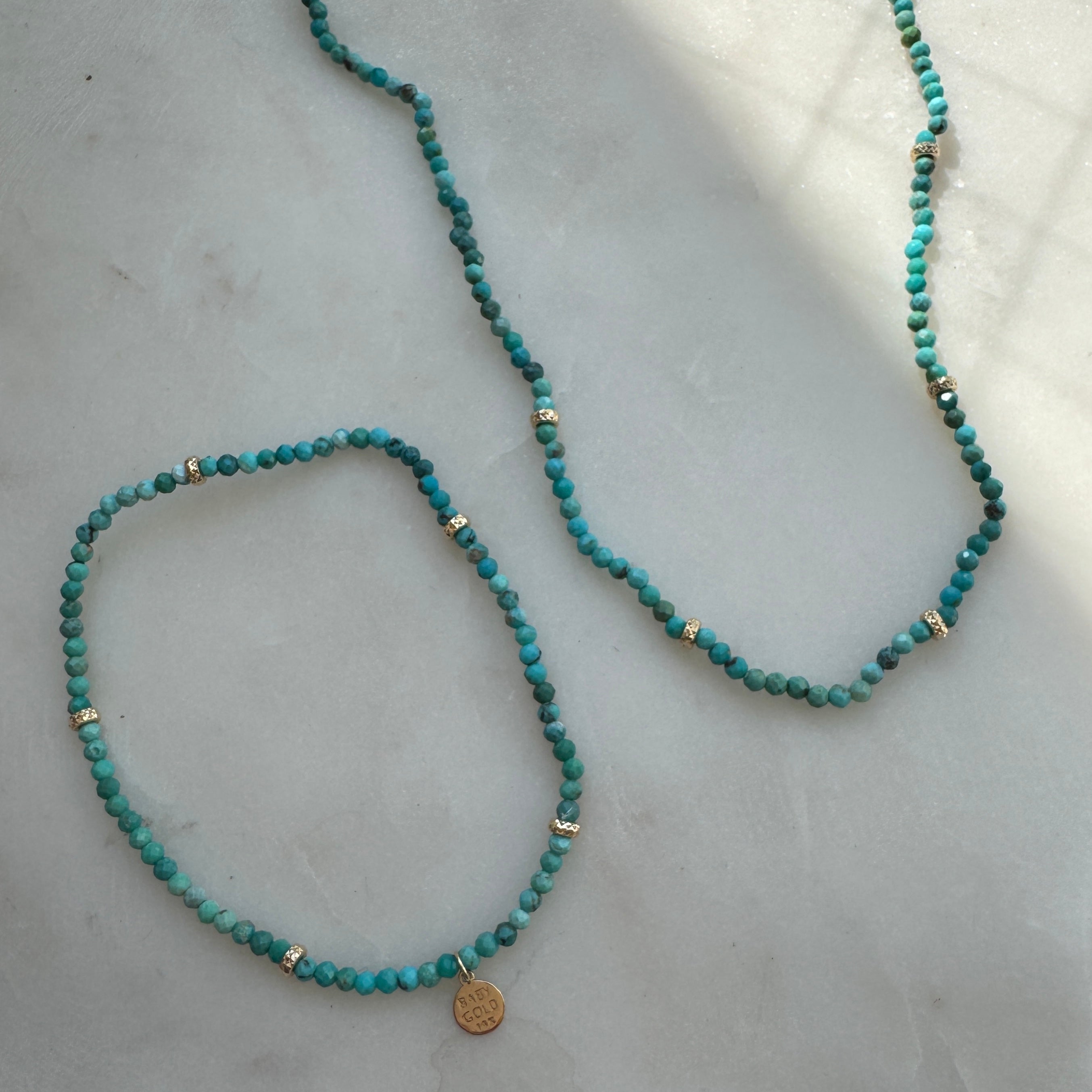 Turquoise & Faceted Gold Bead Necklace