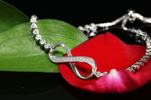 Sterling Silver Simulated Diamond Infinity Bracelet, Adjustable 6-9 Inches
