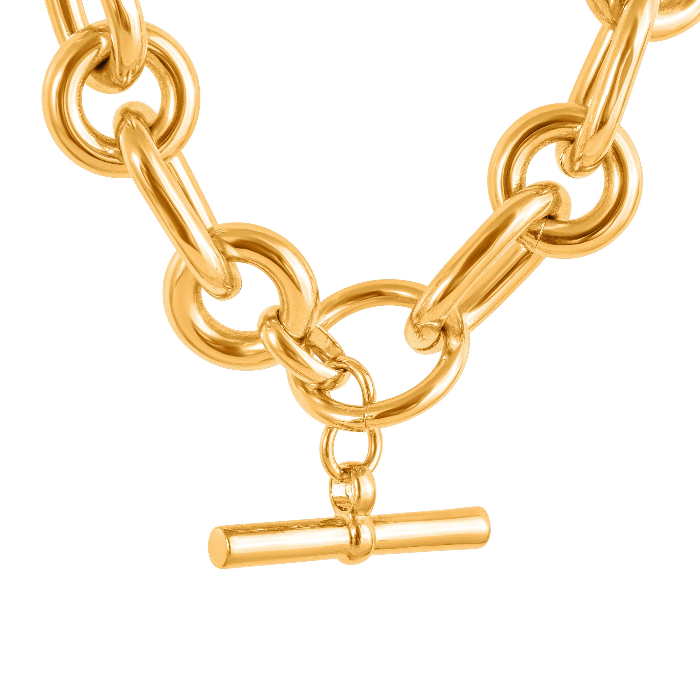 LARGE GOLD MIXED LINK CHAIN NECKLACE