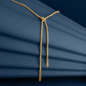 GOLD WOVEN THREAD LARIAT KNOT NECKLACE