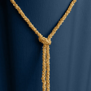 GOLD WOVEN THREAD LARIAT KNOT NECKLACE