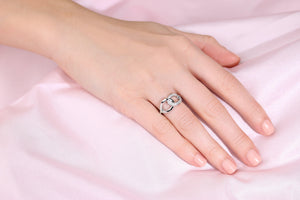 CZ Open Circle Wide Link Ring in Sterling Silver – Elegant Bold Sparkle for Her Birthday & Everyday Luxury.
