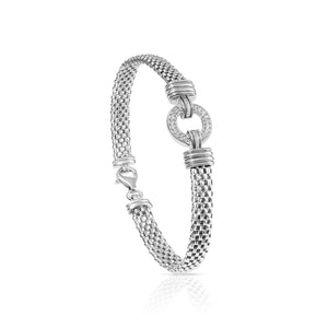 Sterling Silver Simulated Diamond Italian Halo Bracelet, 7.5In