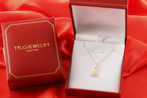 Stunning 14K Yellow Gold Flying Bird Triangle Pendant Necklace - Perfect 18" Gift!.