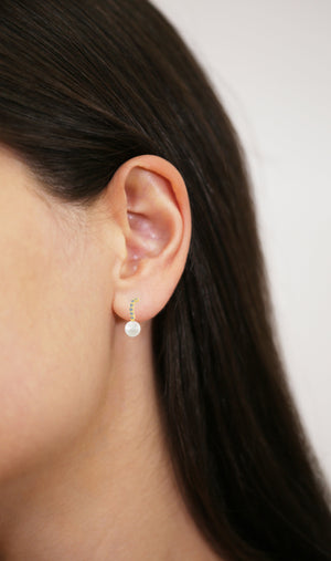 10K Yellow Gold Pearl Drop Stud Earrings