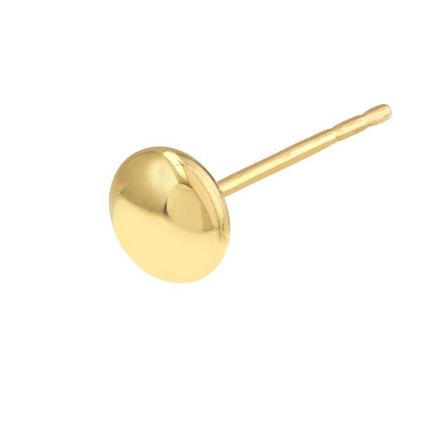 14K Gold Minimalist Flat Ball Stud Earrings - 5.5mm Everyday Essentials for Second Hole Style.
