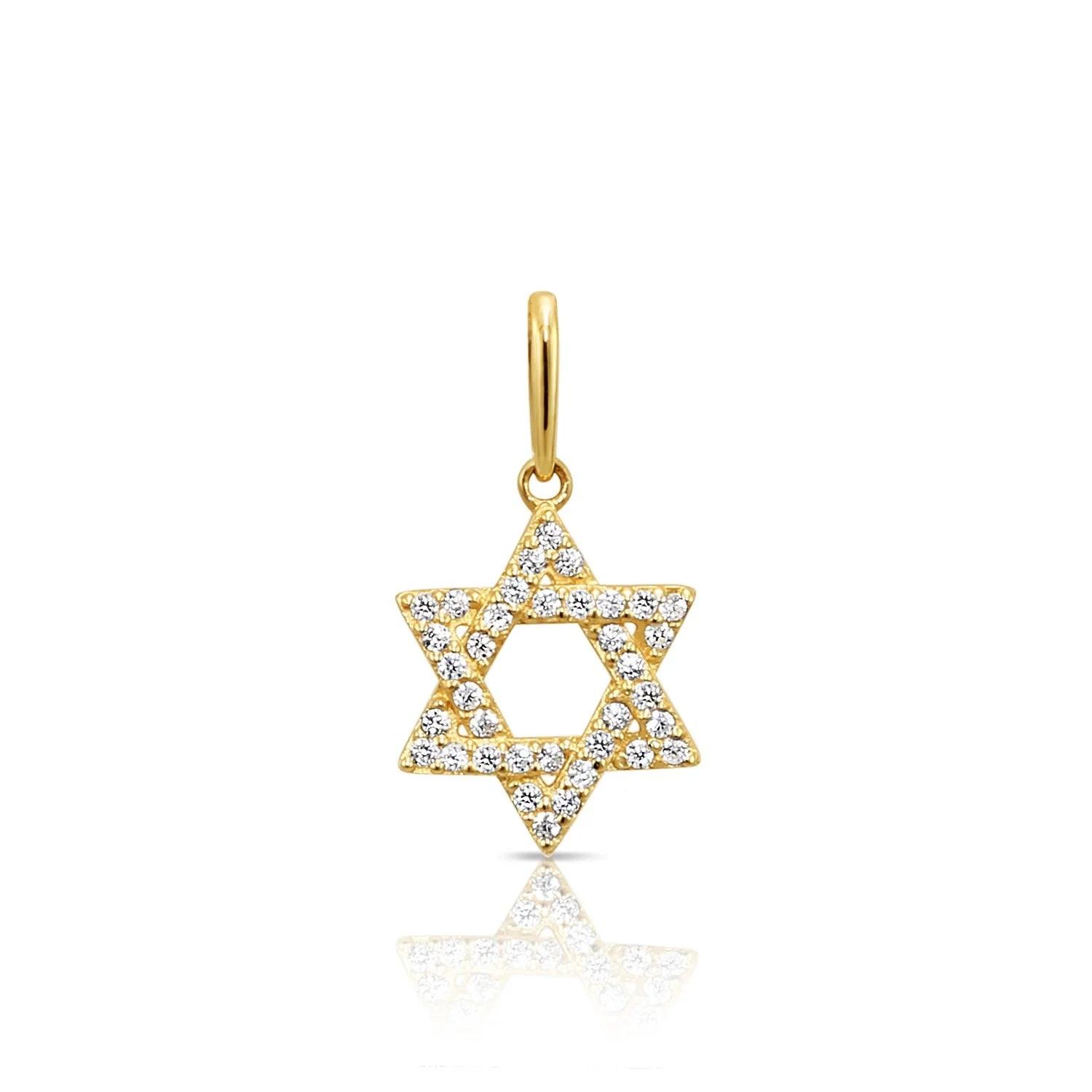 Elegant 14K Yellow Gold Star of David Pendant Necklace.