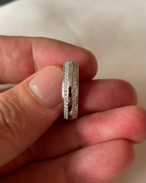 Round Cut Created Diamond Sterling Silver Wedding Band Ring