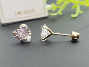 Elevate Your Style with 14K Gold Heart Cut Sparkling Stud Earrings - Perfect for Birthdays & Everyday Luxury!.