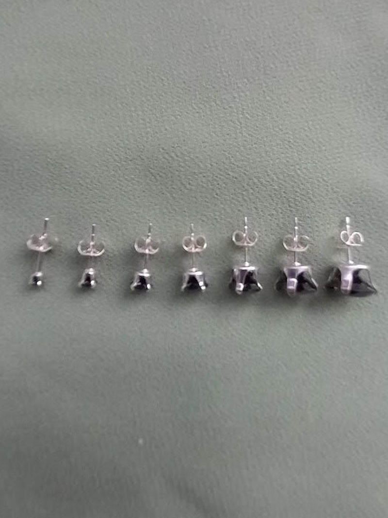 925 Sterling Silver 2-8Mm round Birthstone Colour CZ Cubic Zirconia Stud Earrings + Black Velveteen Gift Bag *Free UK Delivery*