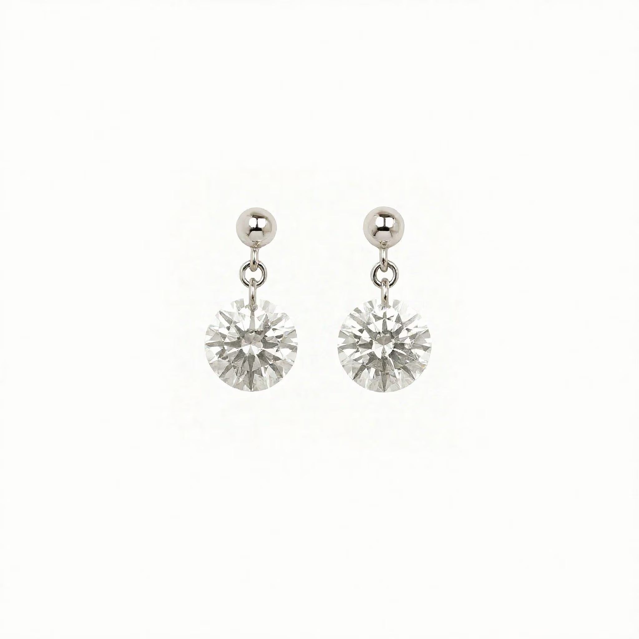 CZ Diamond Drop Earrings | round Crystal Dangle Earrings | Wedding, Bridal & Bridesmaid Jewelry | Sparkly Gift for Her | Christmas Gift
