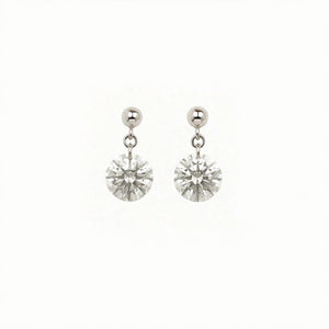 CZ Diamond Drop Earrings | round Crystal Dangle Earrings | Wedding, Bridal & Bridesmaid Jewelry | Sparkly Gift for Her | Christmas Gift