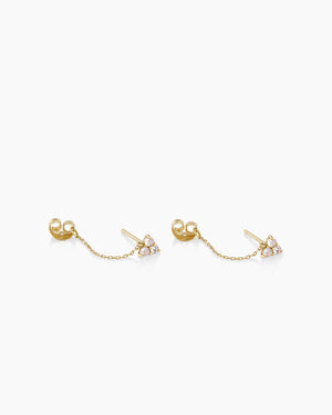 14K Gold White Sapphire Chain Huggies