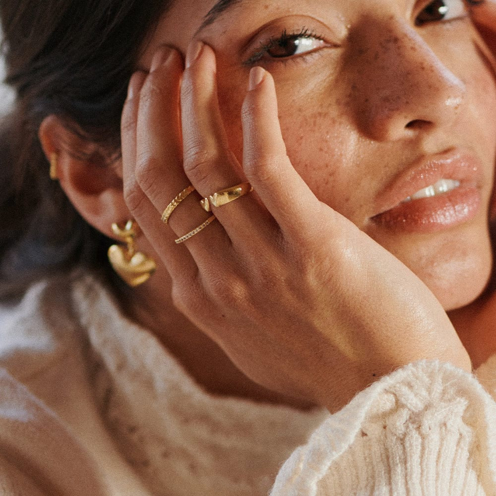Heart Signet Ring 18Ct Gold Plate