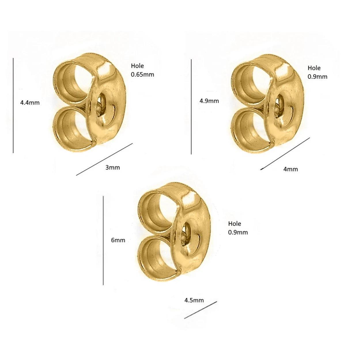 Elegant 9K Solid Yellow Gold Earring Backs - 375 Stamped Butterfly Scrolls Jewelry Findings Pair.
