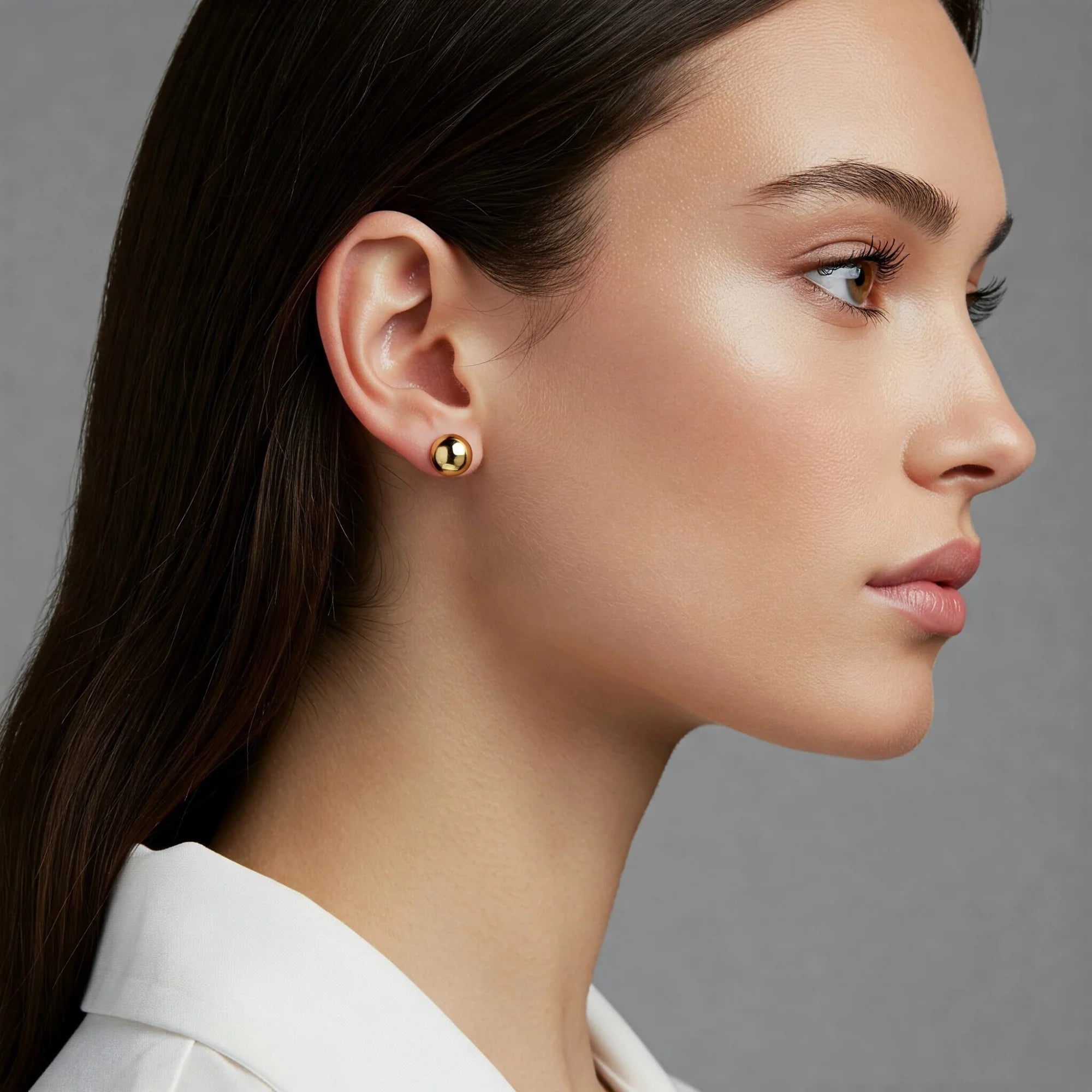 14K Yellow Gold Classic Ball Stud Earrings with Screwbacks (Unisex)