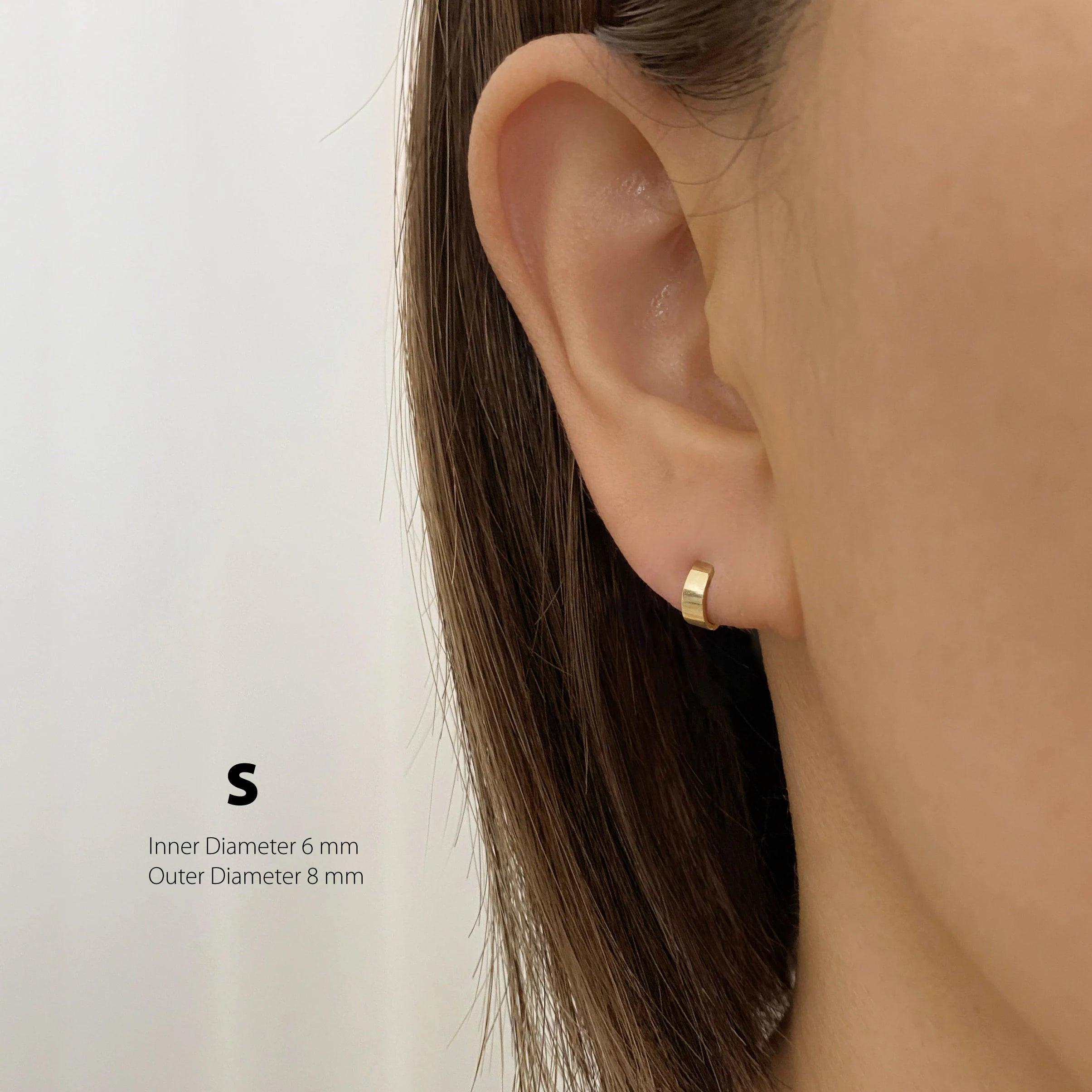 Elegant 14K Solid Gold Wide Huggie Hoop Earrings - Bold and Stylish.
