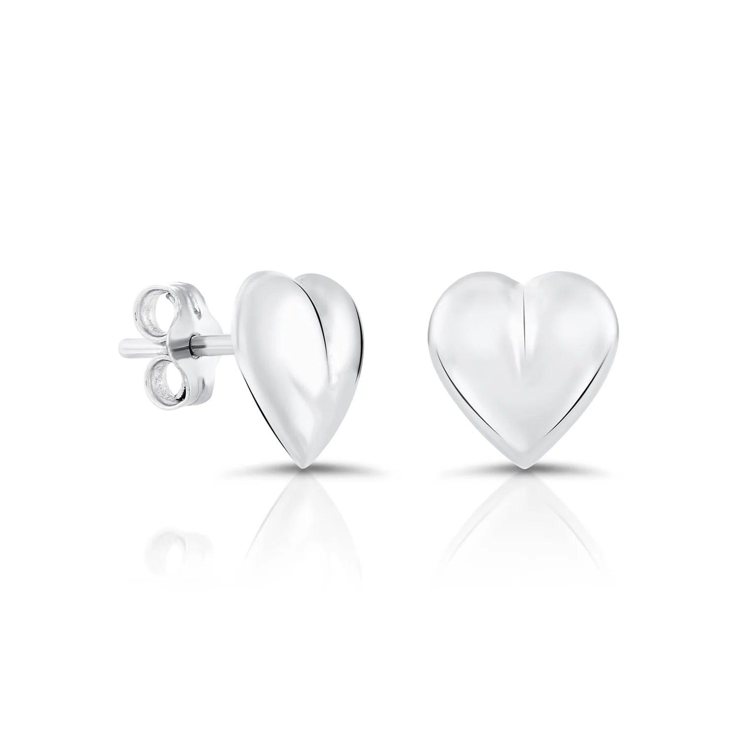 Elegant Sterling Silver Heart Stud Earrings - Timeless Charm.