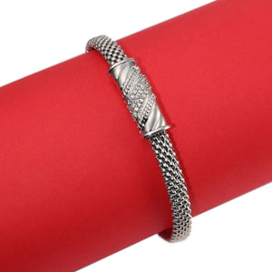 Sterling Silver Italian Bar Cuff Bracelet, Fits 7In-8In