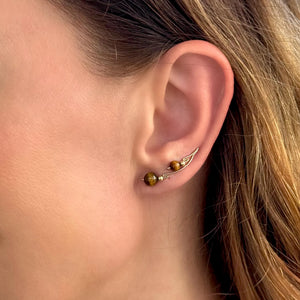 Gold Ear Climbers, Minimalist Handmade Jewelry Gift for Her